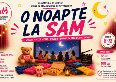 Afiș O noapte la SAM, pentru copii de 8 până la 12 ani